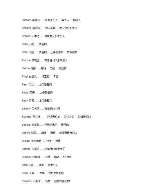 好聽的英文外國名字