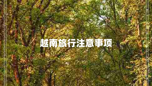 越南旅行注意事項