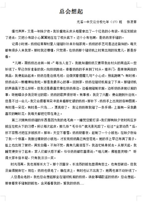 作文,開(kāi)頭,奶奶,送給