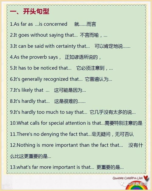 中考英語作文寫信開頭結(jié)尾萬能句子