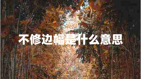 不修邊幅是什么意思