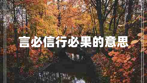 言必信行必果的意思