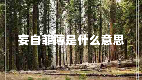 妄自菲薄是什么意思 妄自菲薄是什么意思