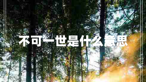 不可一世是什么意思
