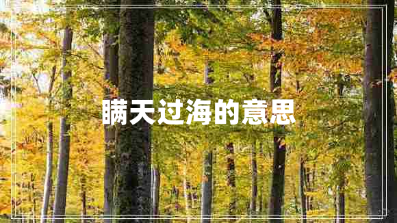 瞞天過海的意思 瞞天過海的意思