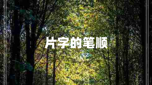 片字的筆順