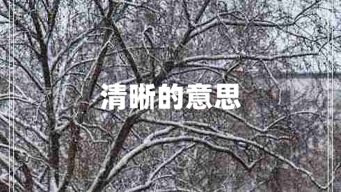 清晰的意思 清晰的意思