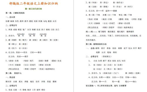 二級上學(xué)期語文基礎(chǔ)知識歸類